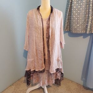 Kamana 2pc set lagenlook lace boho tunic D17